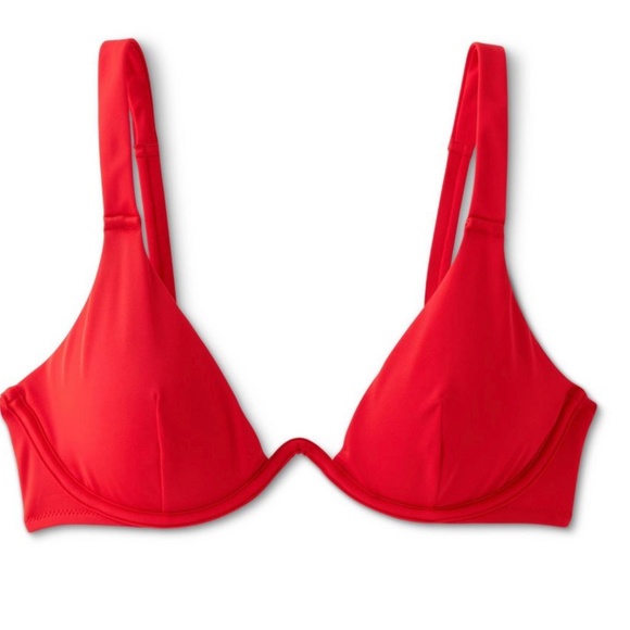 Shade & Shore Underwire Bikini Top & Ruffle High Leg Cheeky Bottom - Red - Picture 4 of 10
